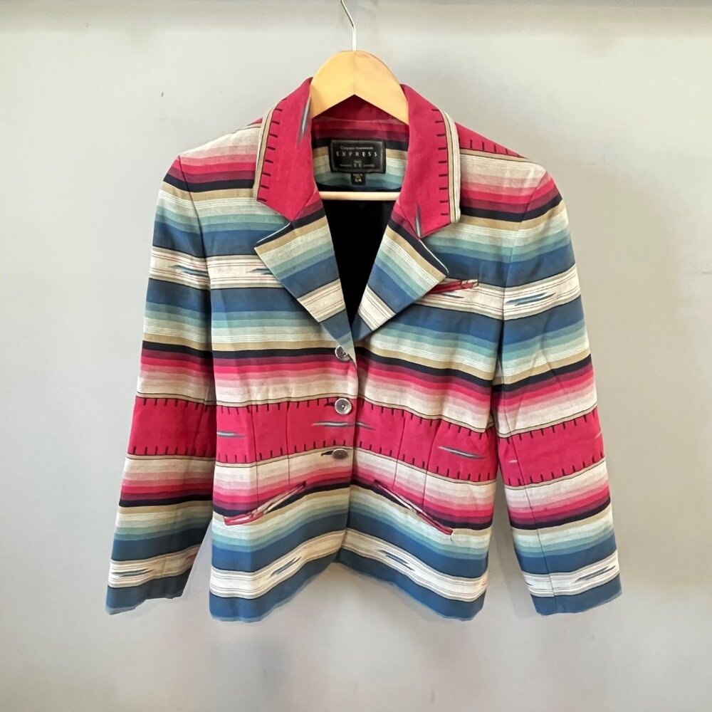 Vintage Express Red and Blue Western Blazer- Size‎ 3/4